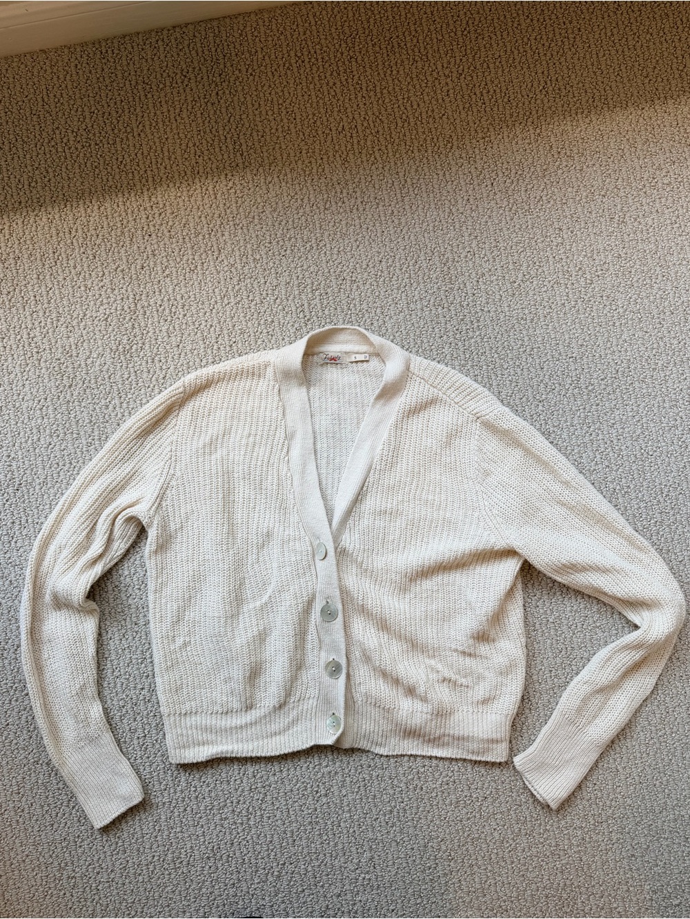 Faherty Miramar Linen Cardigan Ivory/Cream Size S